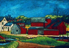 Several red barns (Whigville)